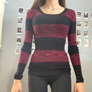 Black and maroon striped sweater